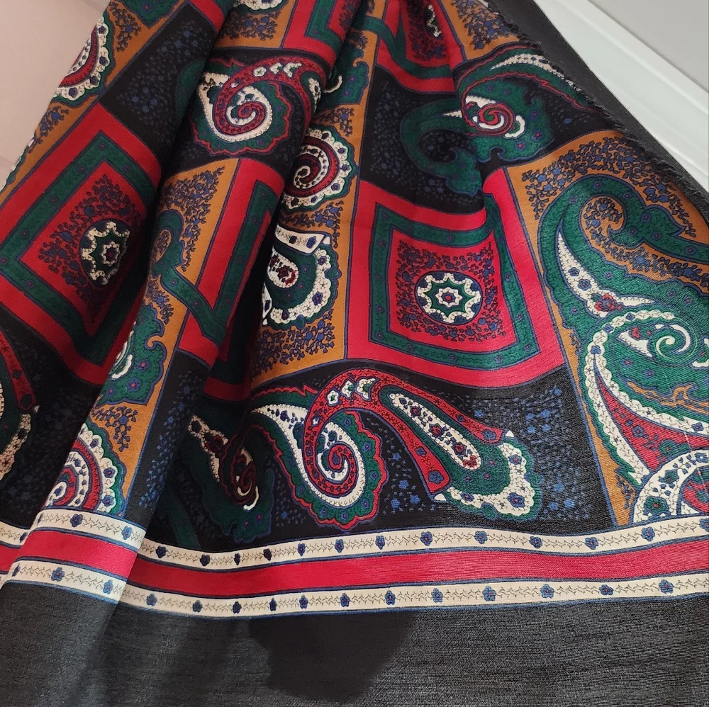 Paisley Patterned Scarf with Black Accents